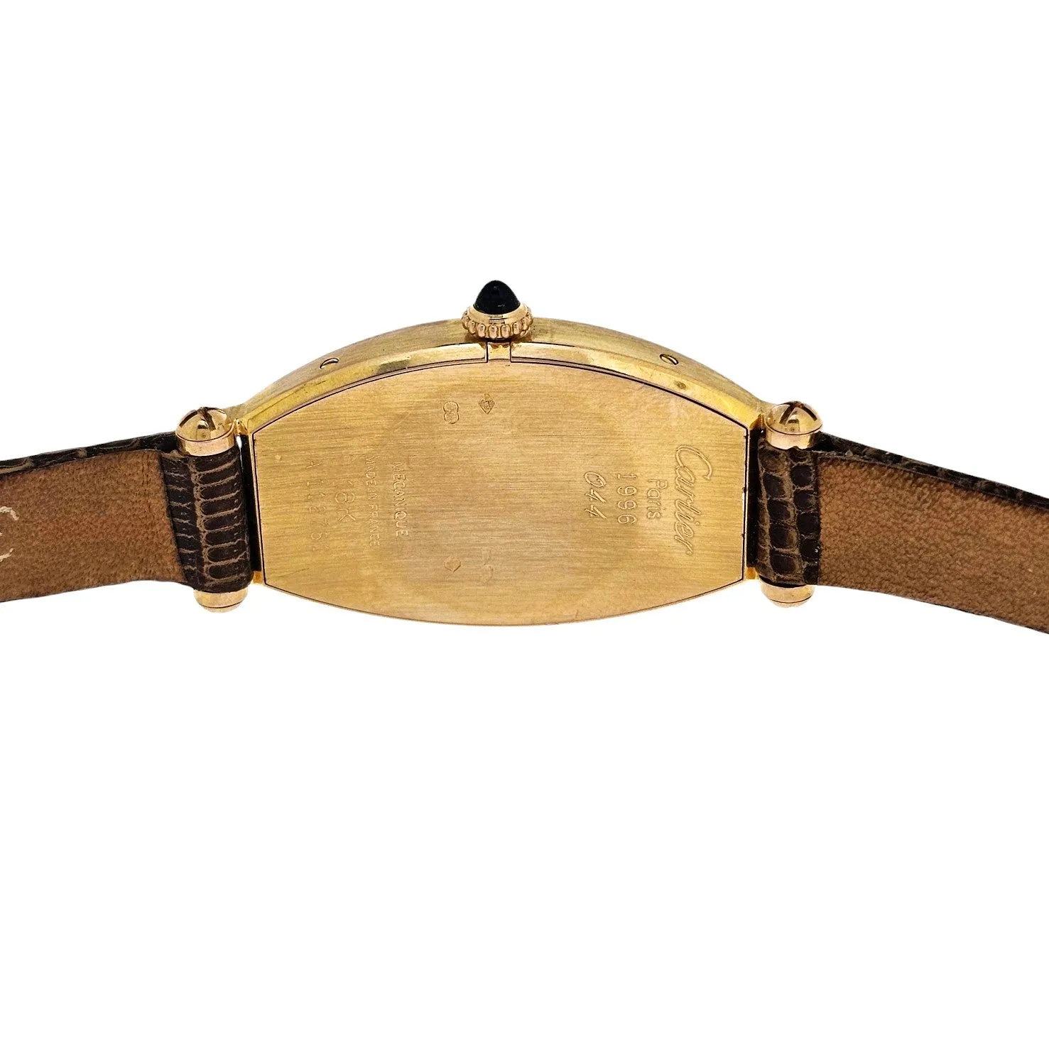 Cartier Paris Rose Gold Tonneau shaped watch that curves on the wrist.  Circa 1990's