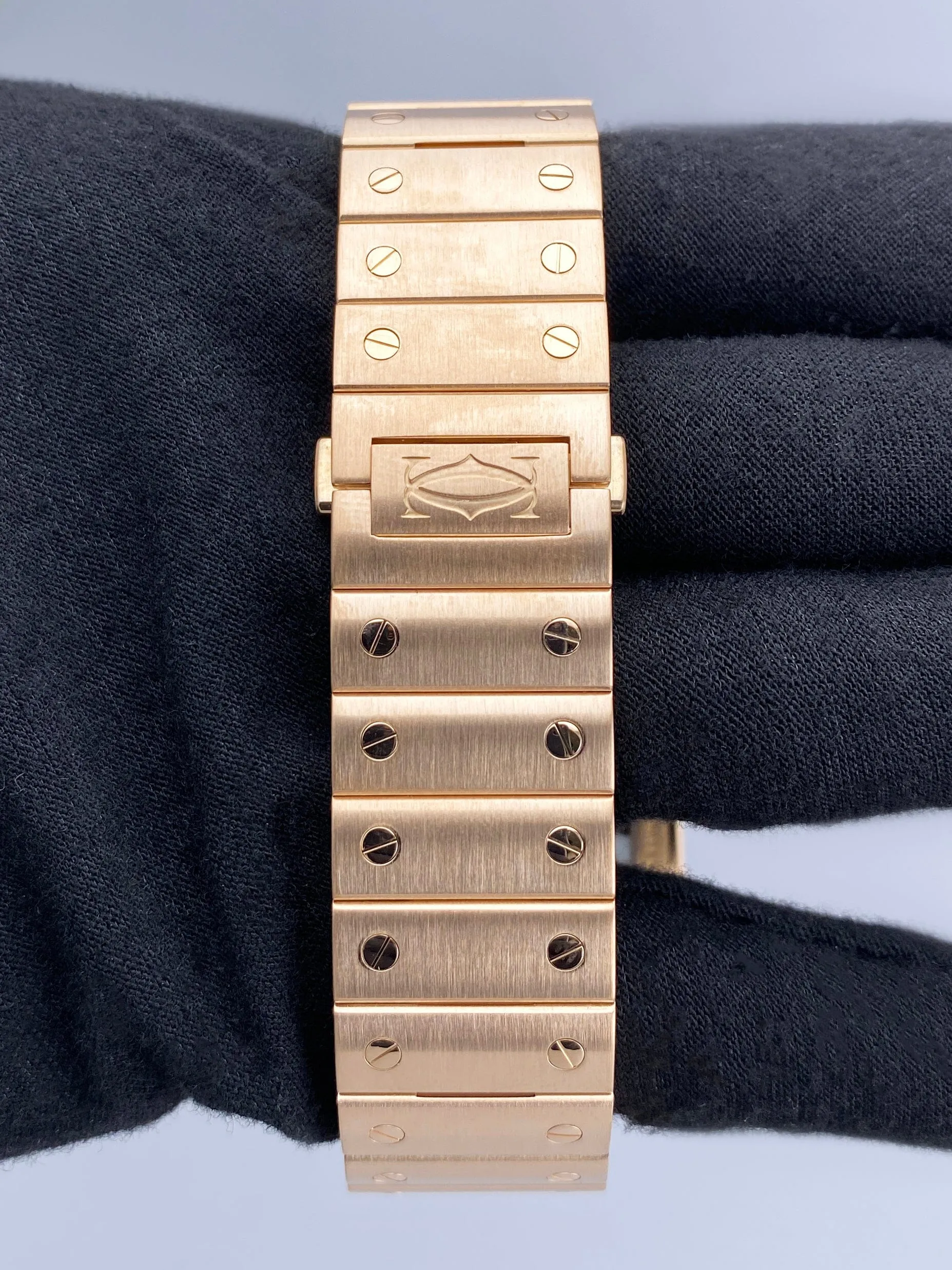 Cartier Santos Large WHSA0016 Skeleton Dial Rose Gold Mens Watch Papers Box