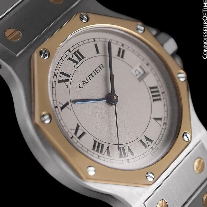 Cartier Santos Octagon Mens (Midsize) Quartz Watch - Stainless Steel & 18K Gold