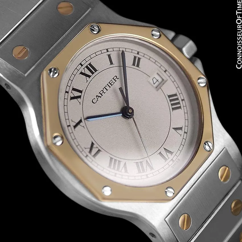 Cartier Santos Octagon Mens (Midsize) Quartz Watch - Stainless Steel & 18K Gold