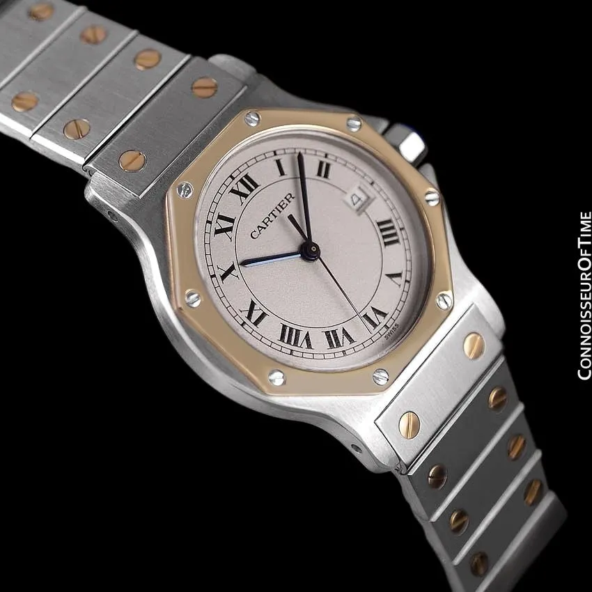 Cartier Santos Octagon Mens (Midsize) Quartz Watch - Stainless Steel & 18K Gold