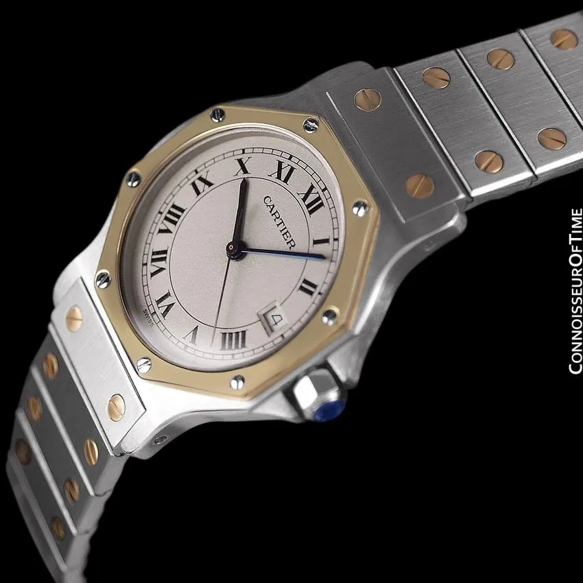 Cartier Santos Octagon Mens (Midsize) Quartz Watch - Stainless Steel & 18K Gold
