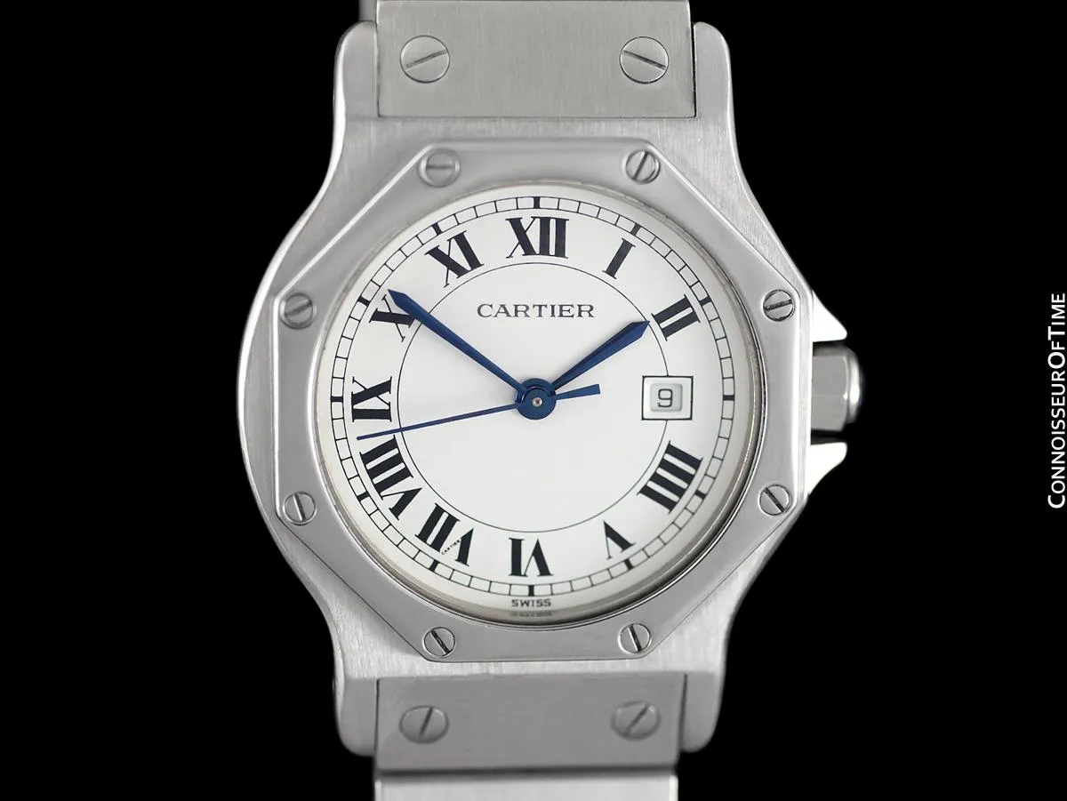 Cartier Santos Octagon Mens Unisex Midsize Watch, Automatic - Stainless Steel