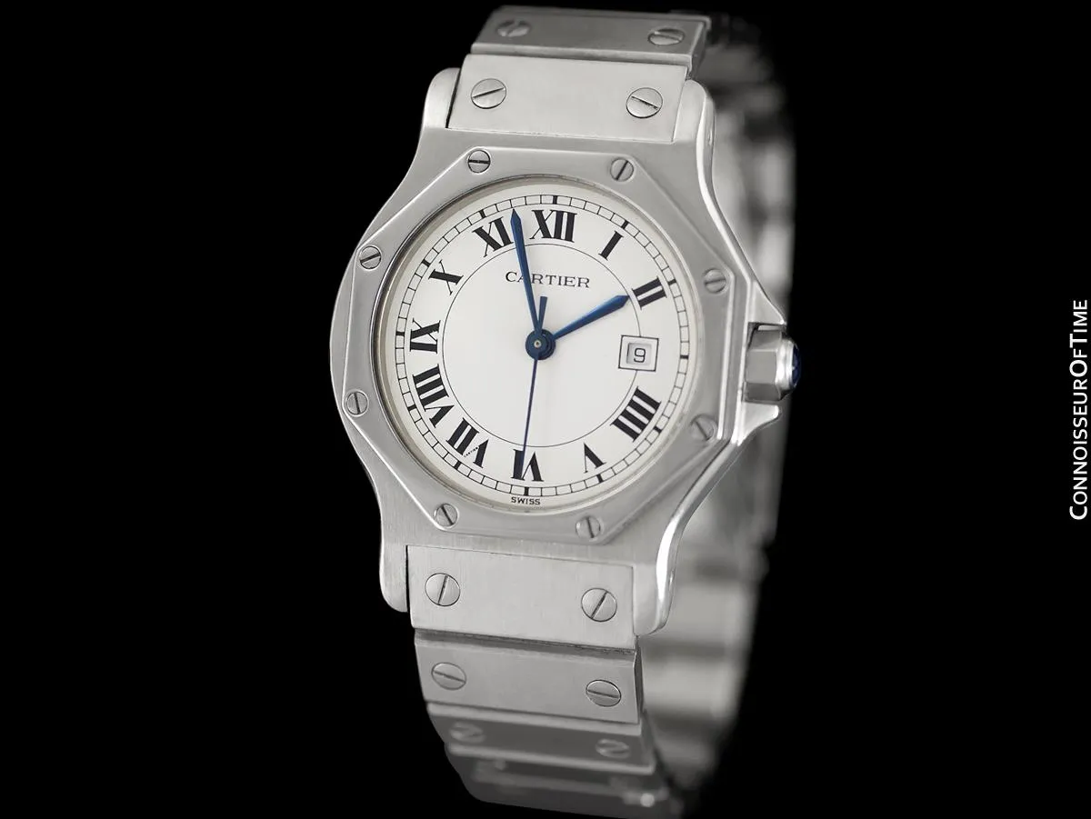Cartier Santos Octagon Mens Unisex Midsize Watch, Automatic - Stainless Steel