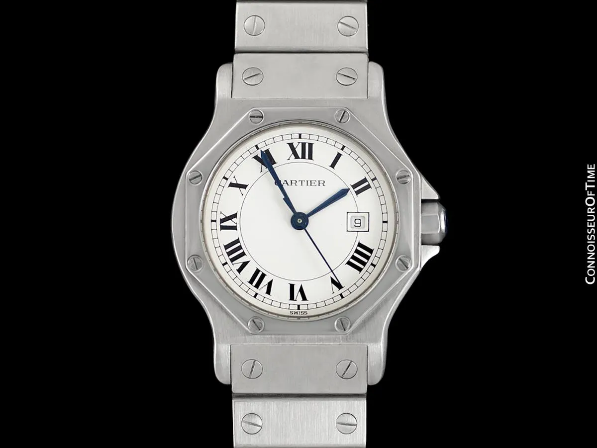 Cartier Santos Octagon Mens Unisex Midsize Watch, Automatic - Stainless Steel