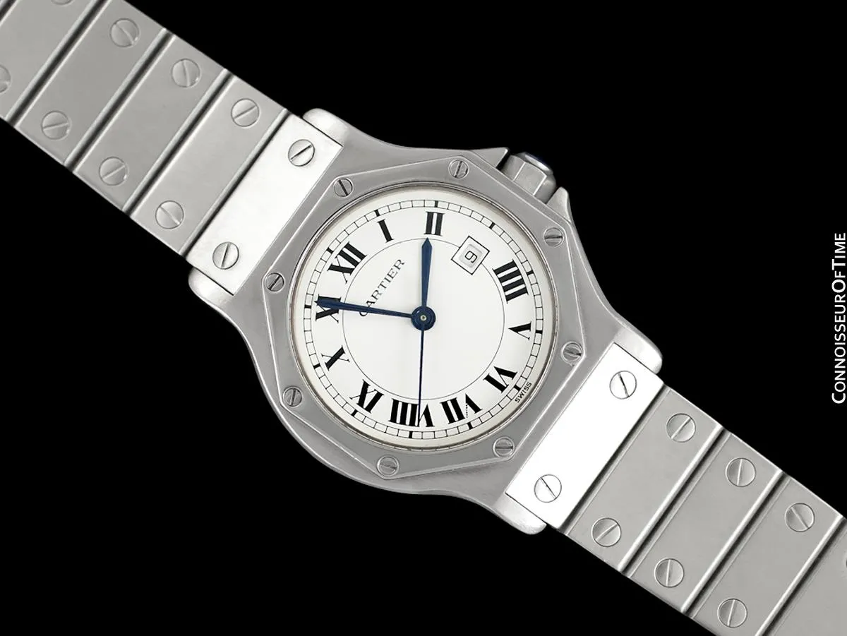 Cartier Santos Octagon Mens Unisex Midsize Watch, Automatic - Stainless Steel