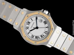 Cartier Santos Octagon Mens Unisex Watch, Automatic - Stainless Steel & 18K Gold