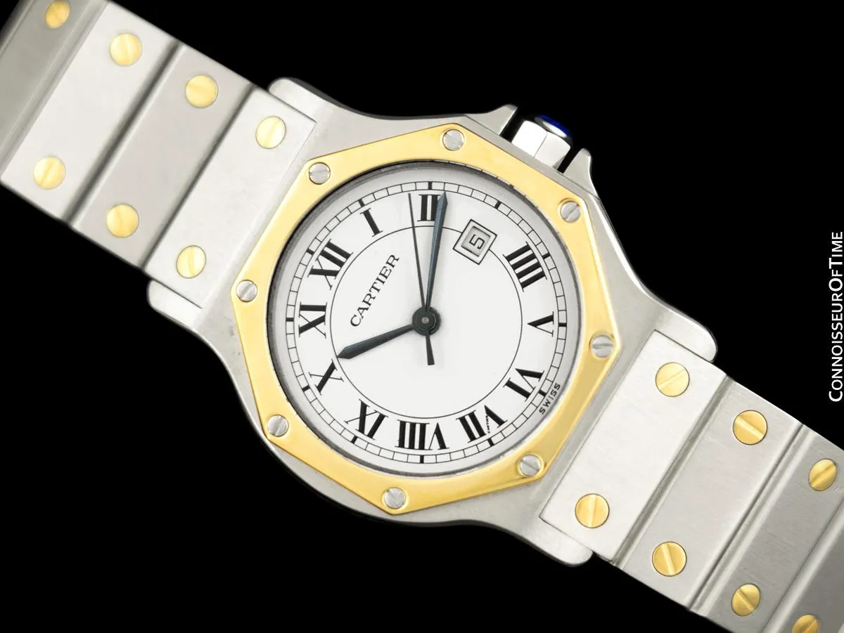 Cartier Santos Octagon Mens Unisex Watch, Automatic - Stainless Steel & 18K Gold
