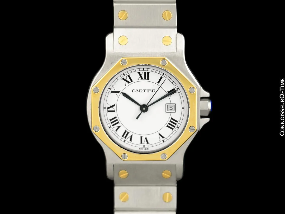 Cartier Santos Octagon Mens Unisex Watch, Automatic - Stainless Steel & 18K Gold