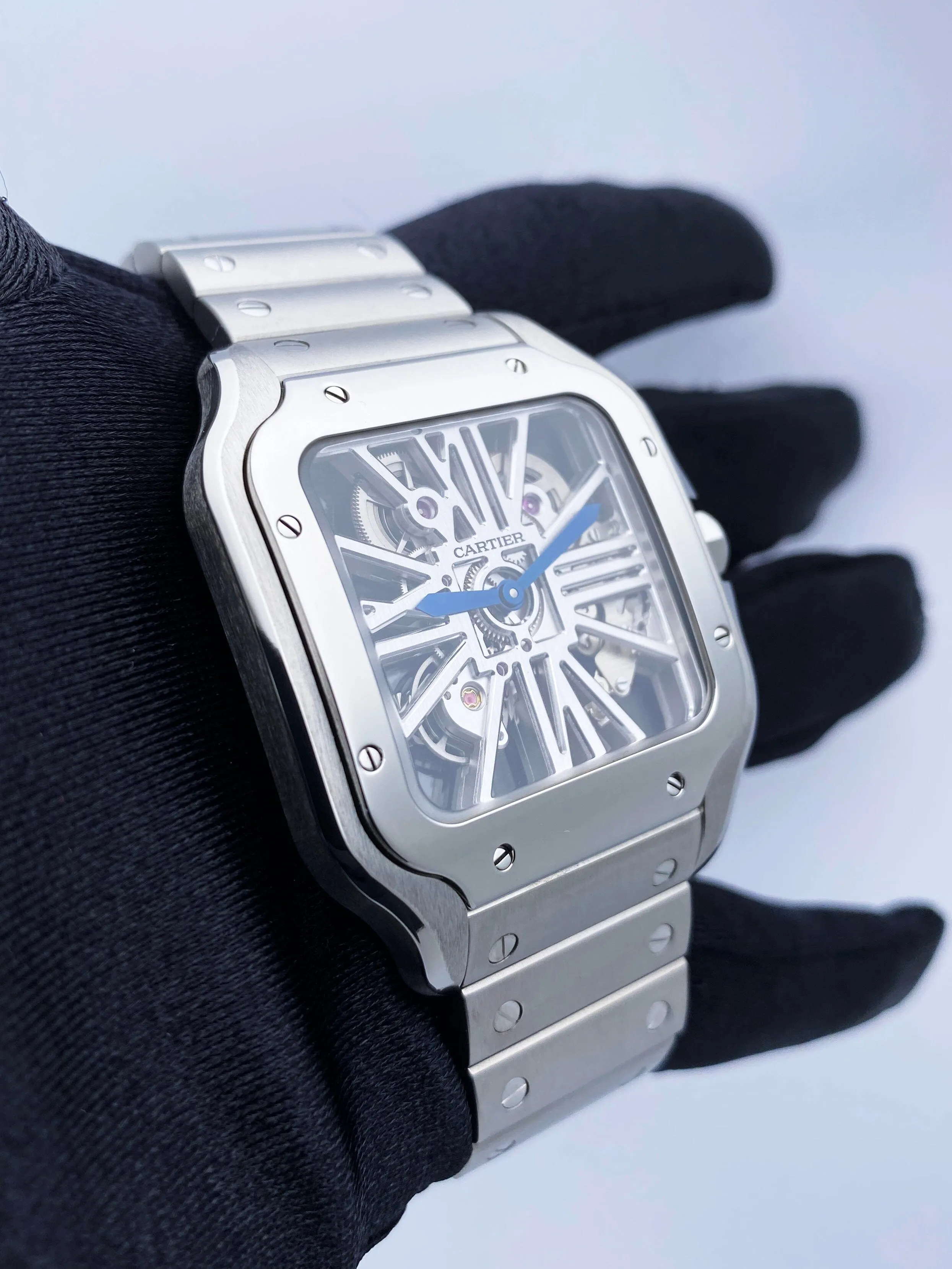 Cartier Santos WHSA0015 Large Skeleton Men's Watch Box & Papers