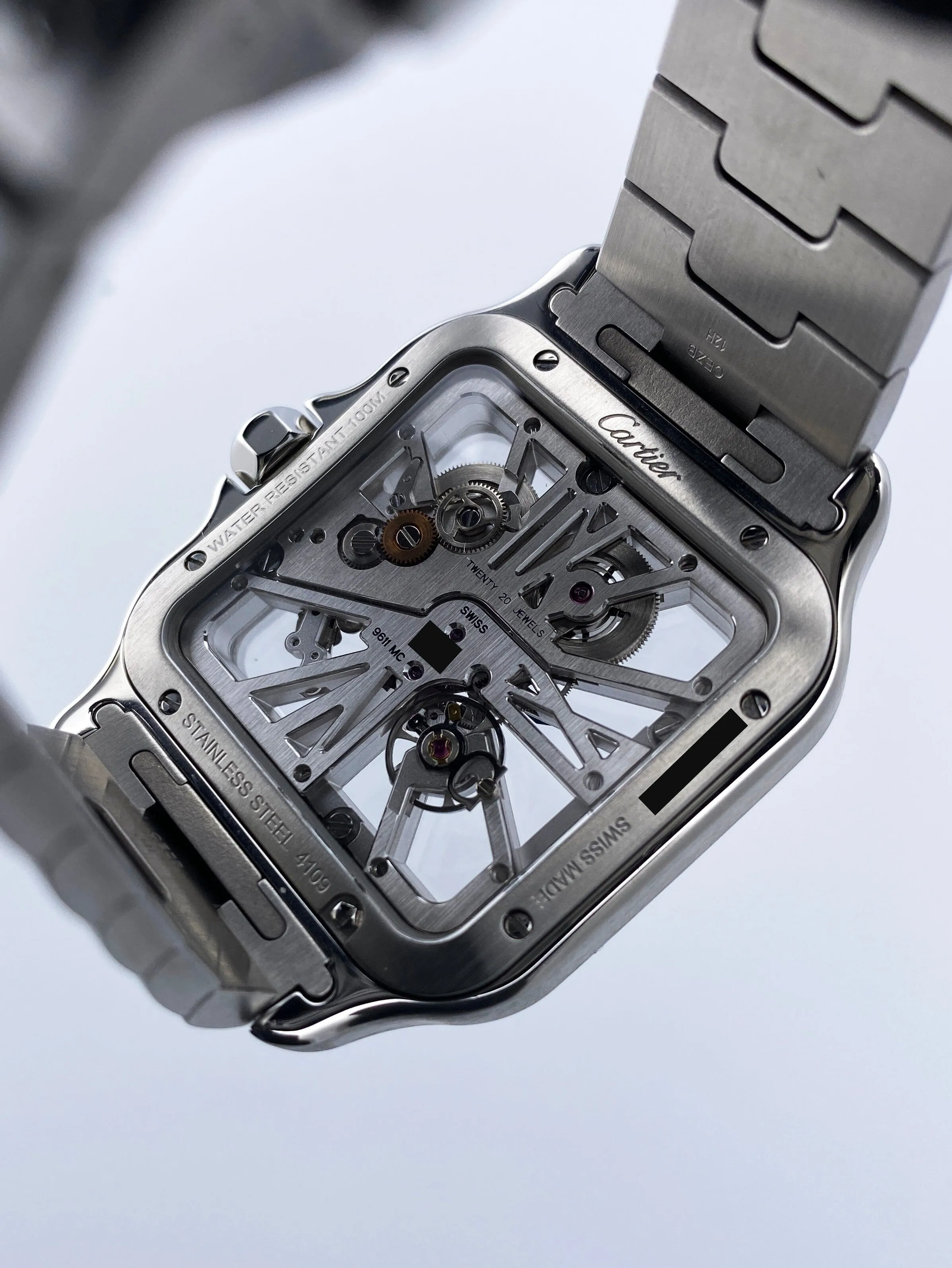 Cartier Santos WHSA0015 Large Skeleton Men's Watch Box & Papers
