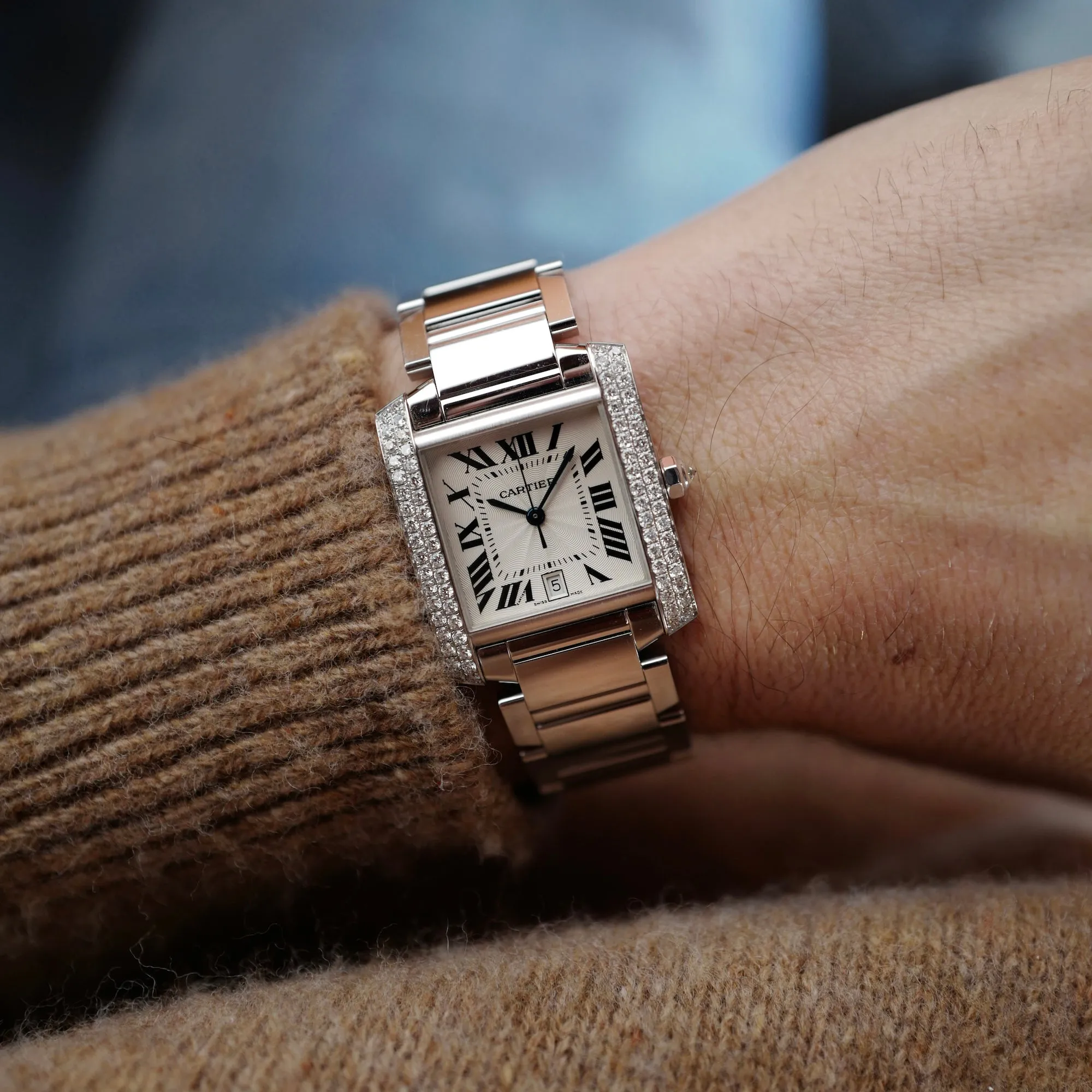 Cartier White Gold Large Model Tank Francaise Ref. WE100351