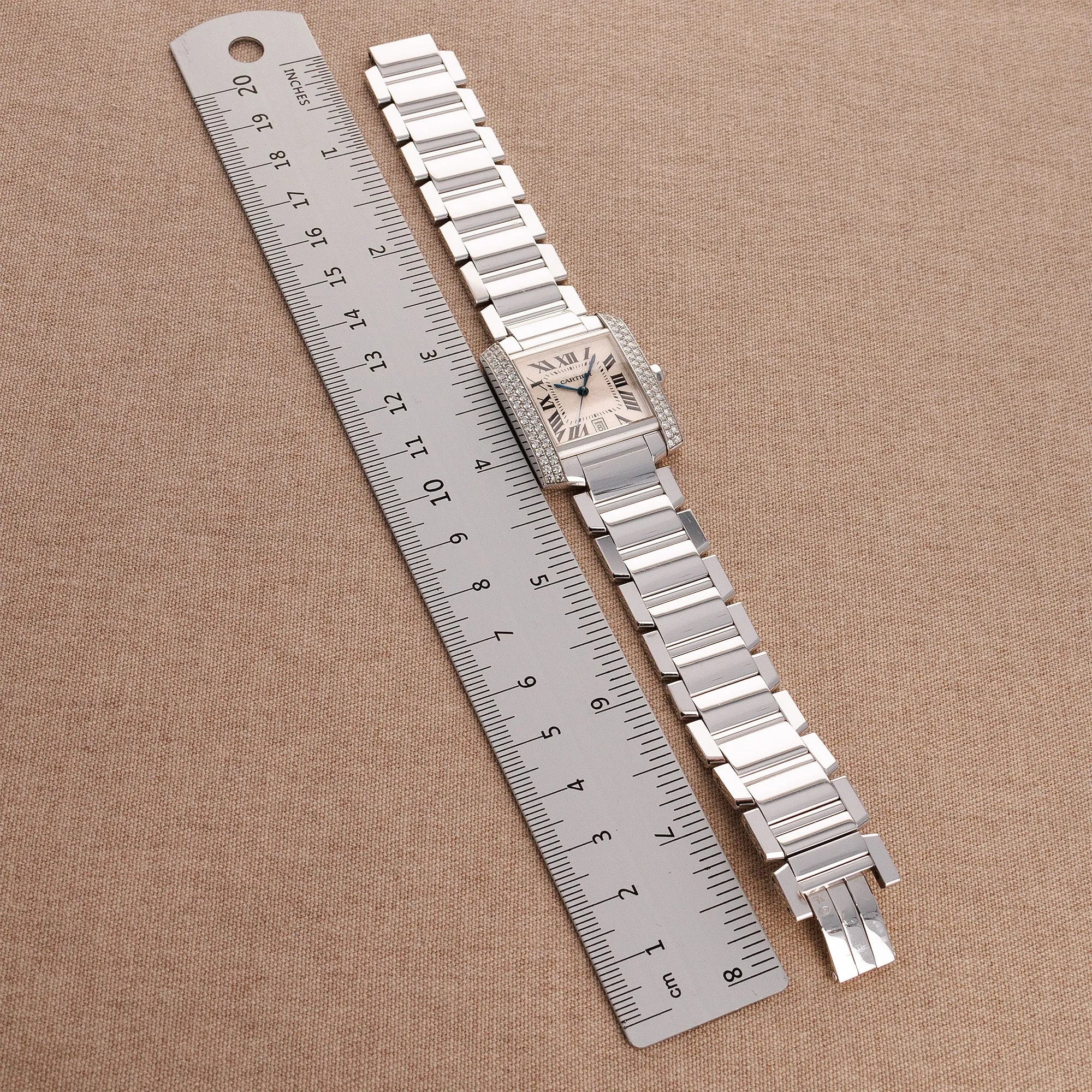 Cartier White Gold Large Model Tank Francaise Ref. WE100351