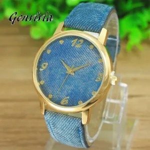 Casual Denim Cloth Alloy Wrist Watch For Women