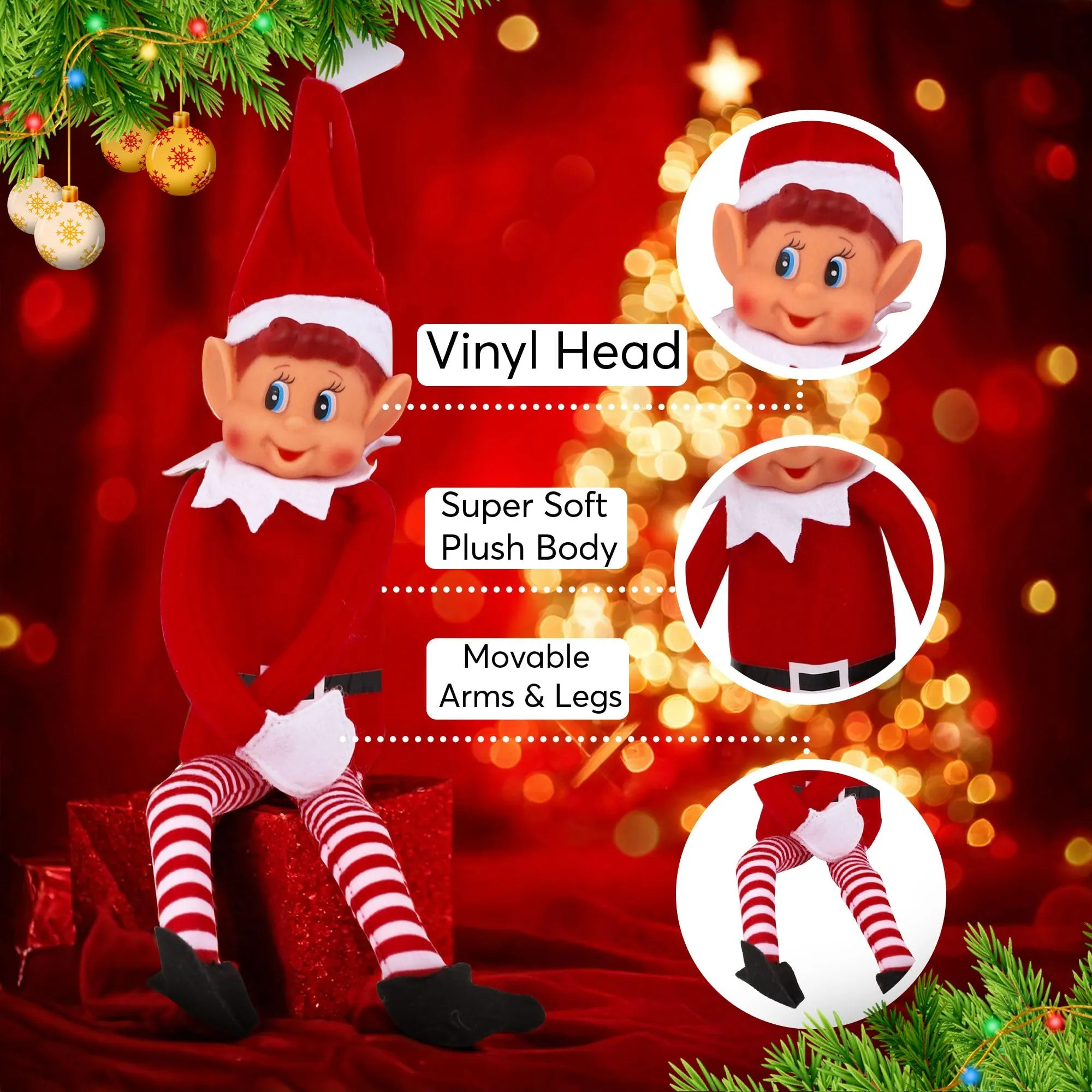 Christmas Elf Behaving Badly Plush Toy | Novelty Long Bendy Naughty Boy Christmas Elves Doll | 12 Inches