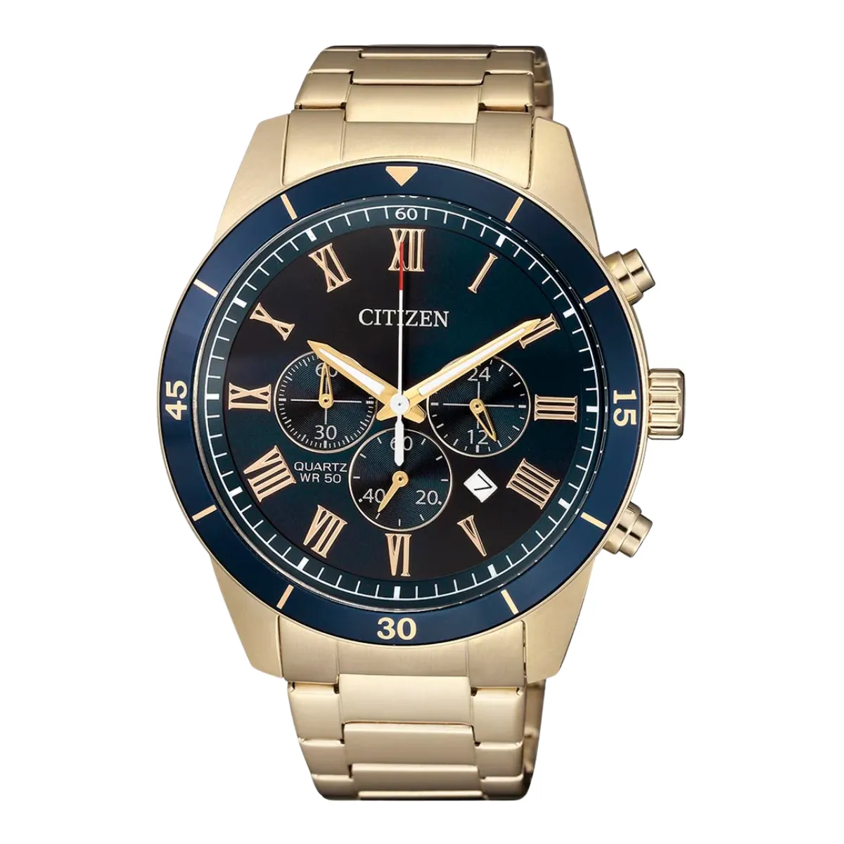 Citizen AN8169-58L Quartz Chronograph: Sporty Blue Dial Steel