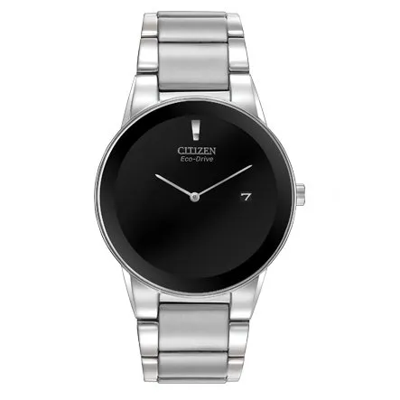 Citizen Axiom Mens Eco Drive Stainless Steel Black Dial Watch