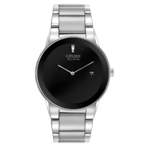 Citizen Axiom Mens Eco Drive Stainless Steel Black Dial Watch