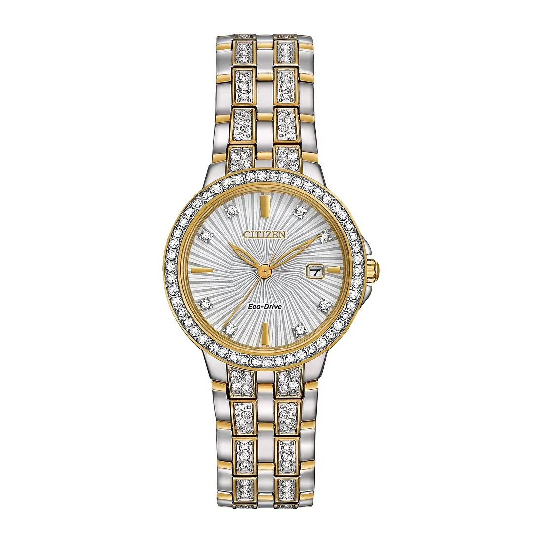 Citizen Silhouette Crystal Ladies Eco Drive Two Tone Watch