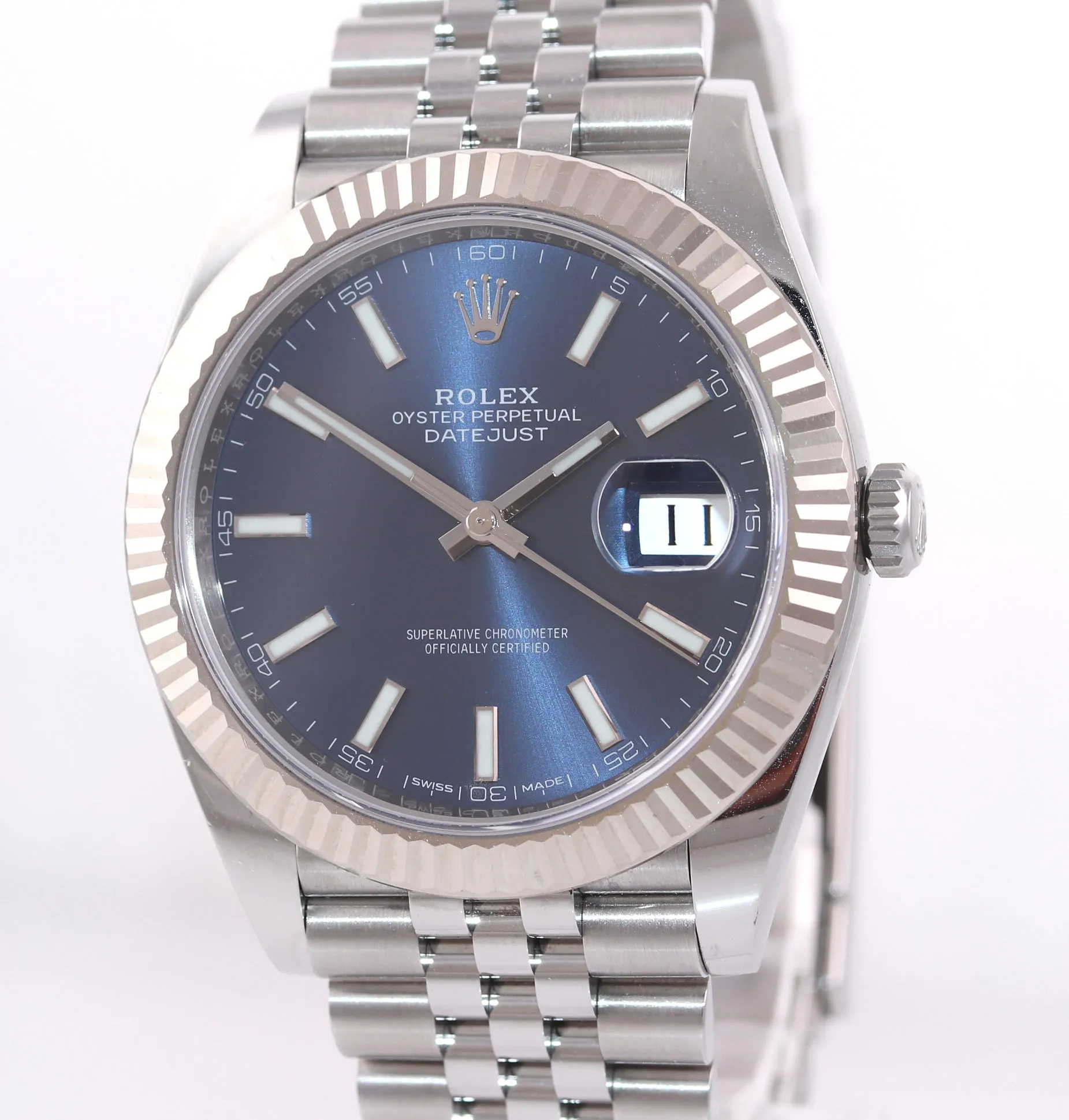 Copy of 2018 MINT PAPERS Rolex DateJust 41 Blue Stick Super Jubilee Fluted 12633