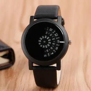 Creative Semicircle Turntable Design Watches Men Unique Quartz Wristwatch Sport Modern Leather Strap Cool Male Clock Hour Gifts