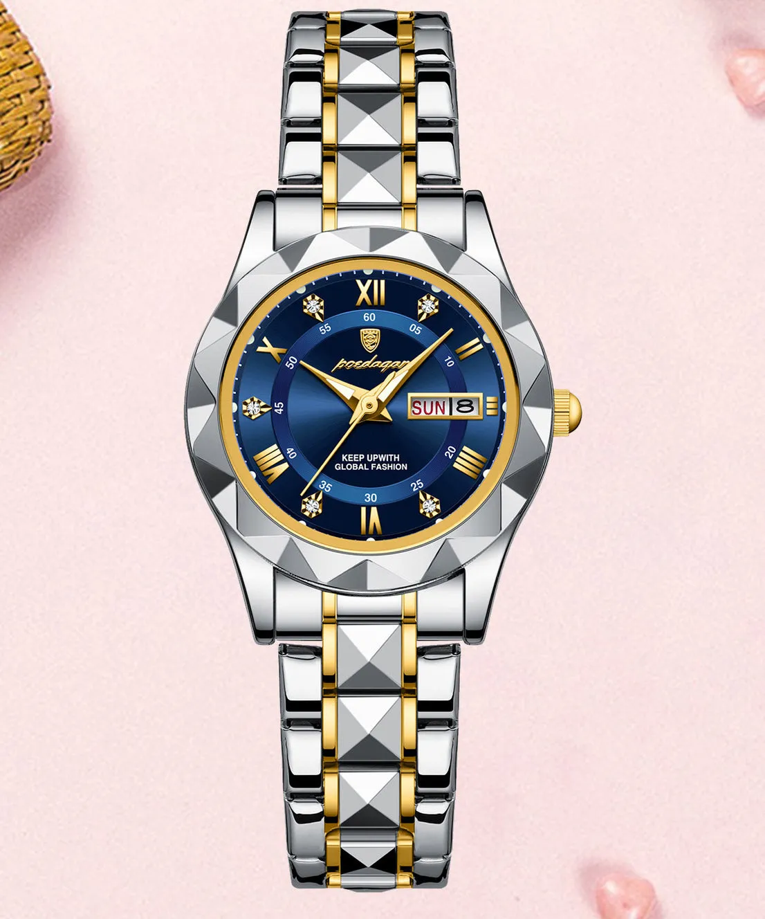 Crystal Sapphire Waterproof Steel Watches Stainless Boutique Blue