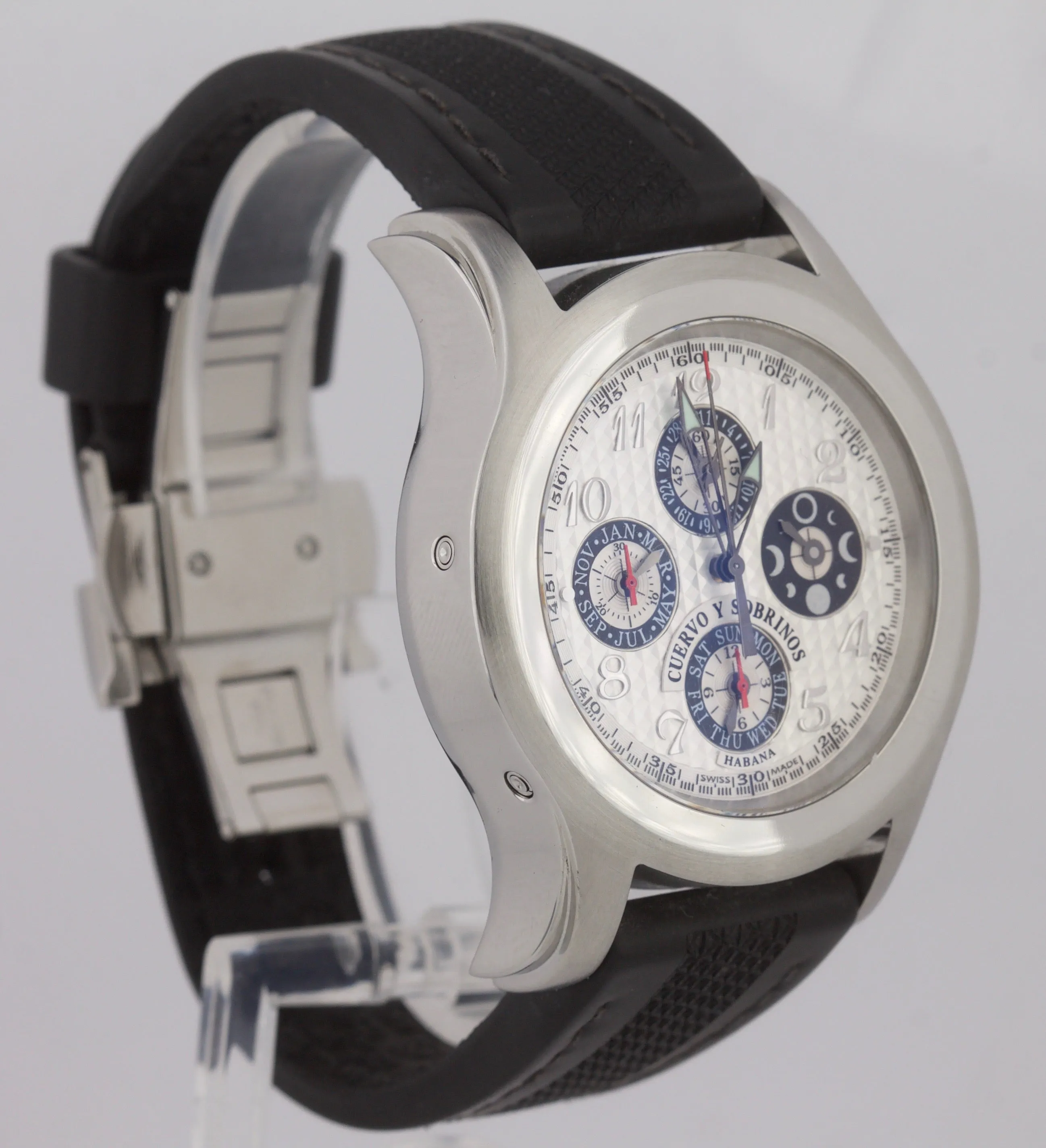 Cuervo Y Sobrinos 2859 43mm Robusto Triple Calendar Habana Chronograph Watch