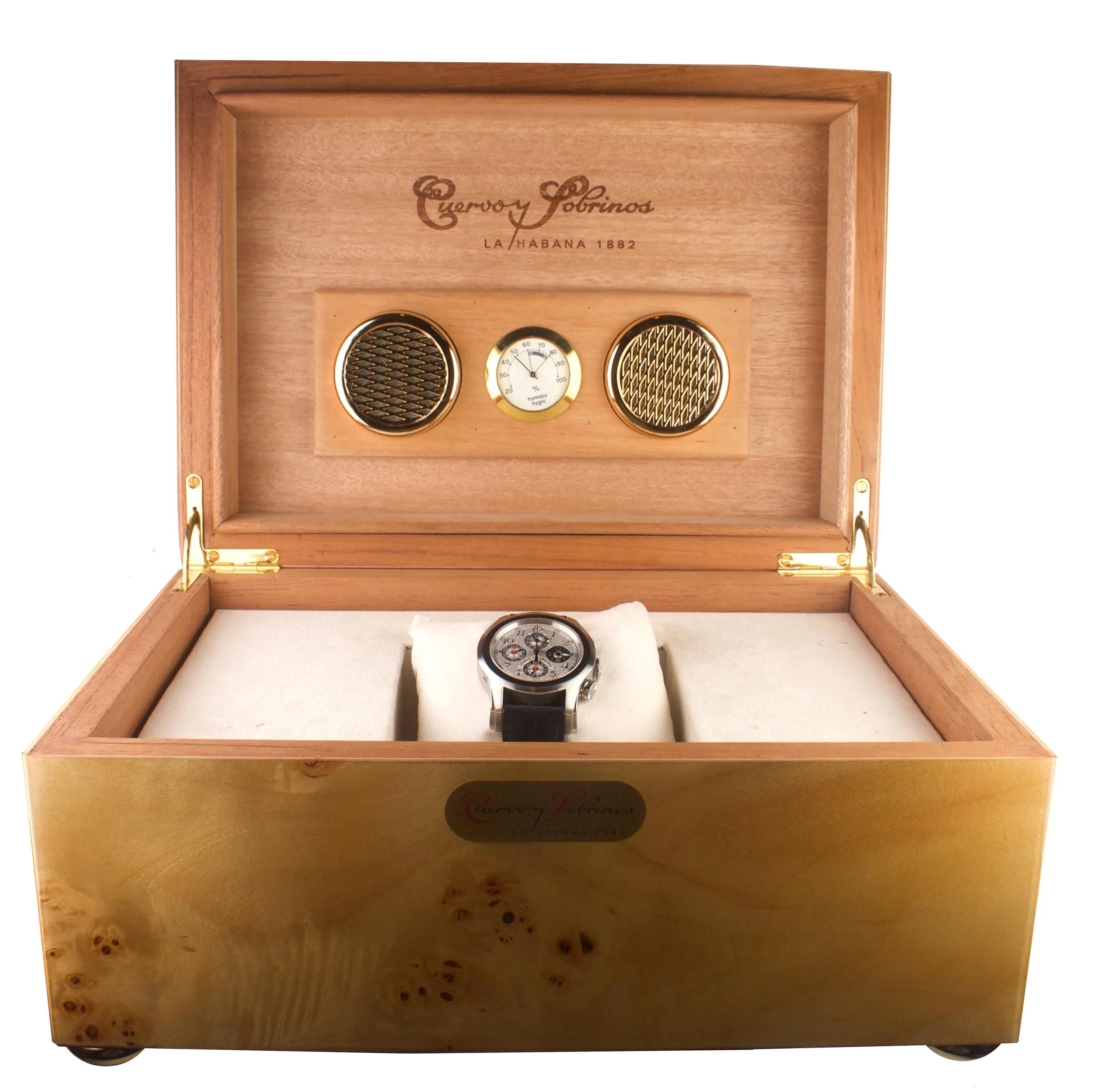 Cuervo Y Sobrinos 2859 43mm Robusto Triple Calendar Habana Chronograph Watch