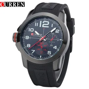 CURREN 8182A Men Sport Military Quartz Watches WoMen's Large Round Dial Analog WristWatch with Silicone Band Relogio Masculino