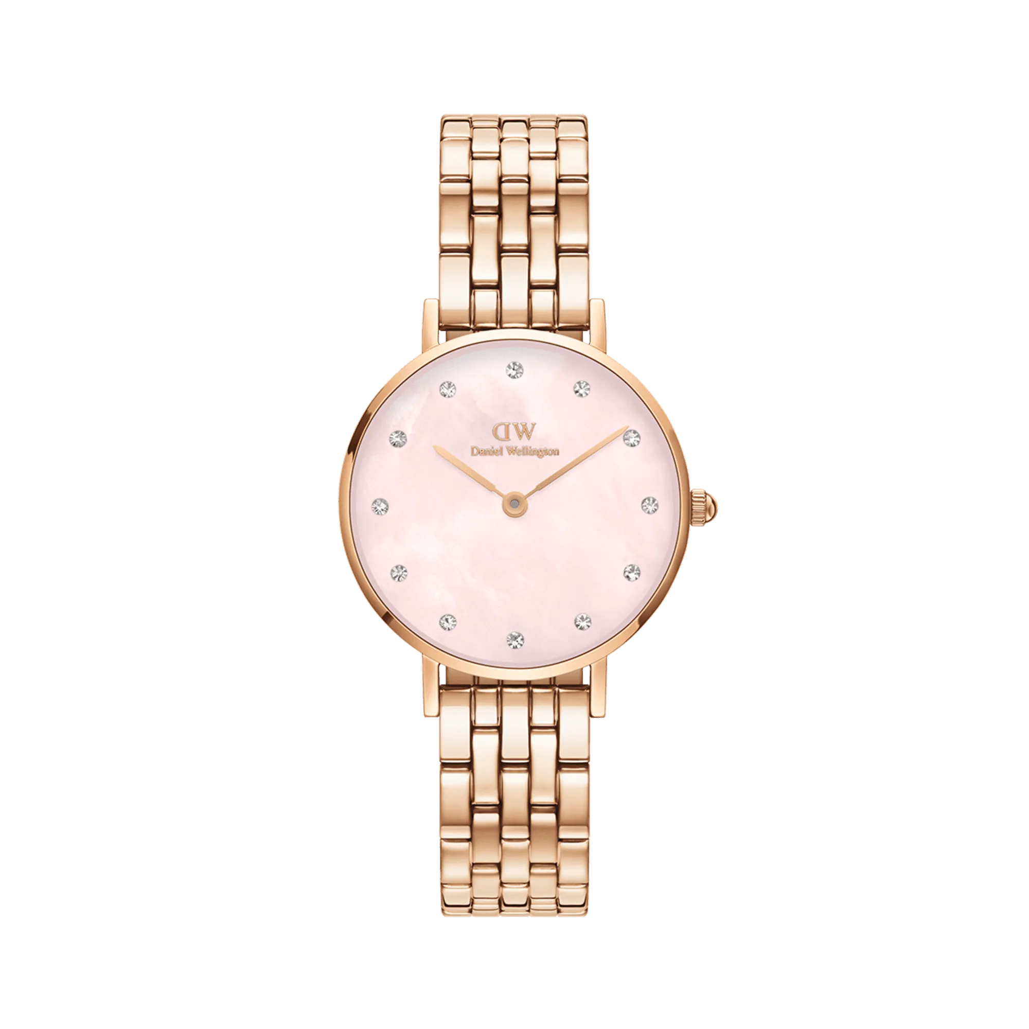 Daniel Wellington Petite Lumine 28 5-Link Rose Gold & Mother of Pearl Pink Watch
