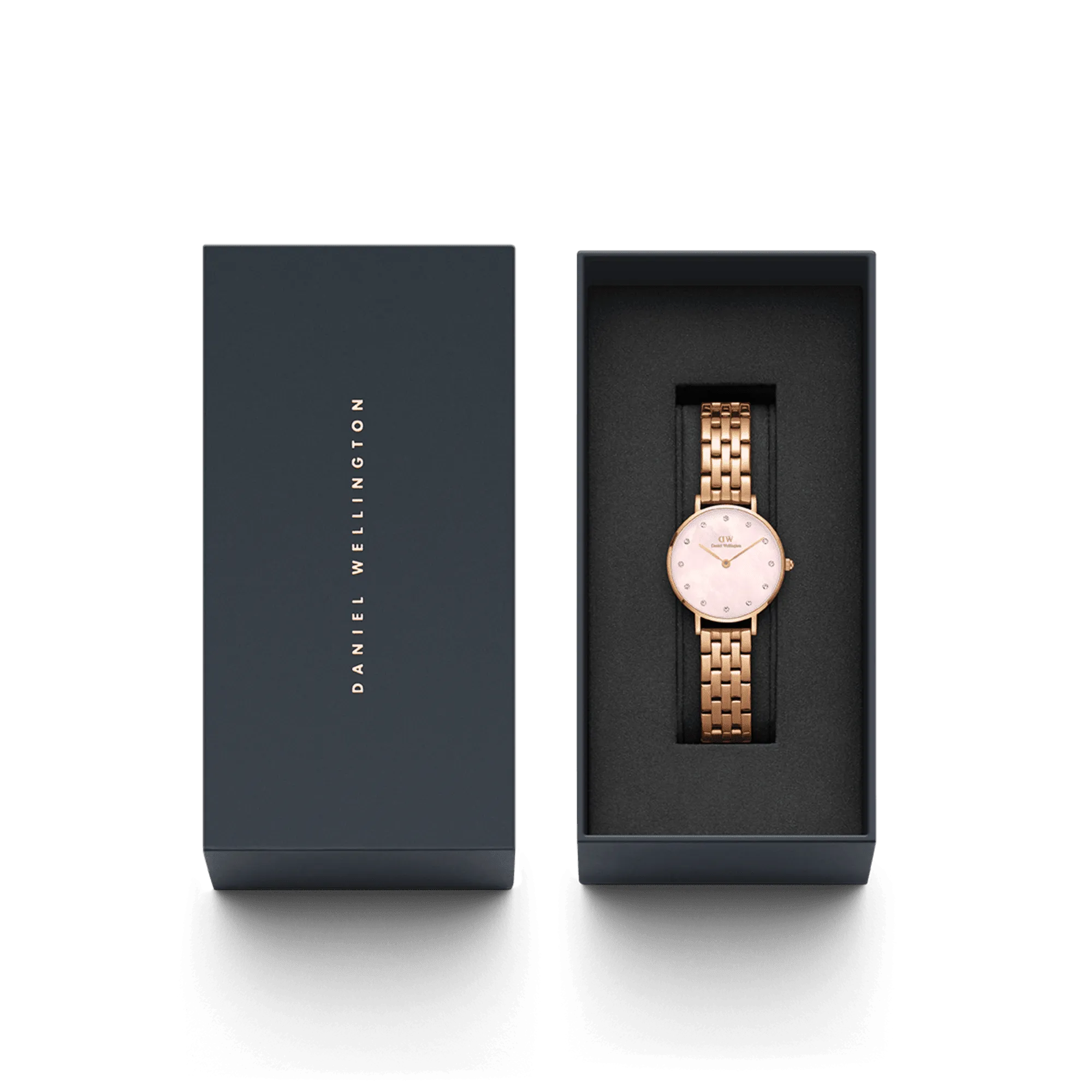 Daniel Wellington Petite Lumine 28 5-Link Rose Gold & Mother of Pearl Pink Watch