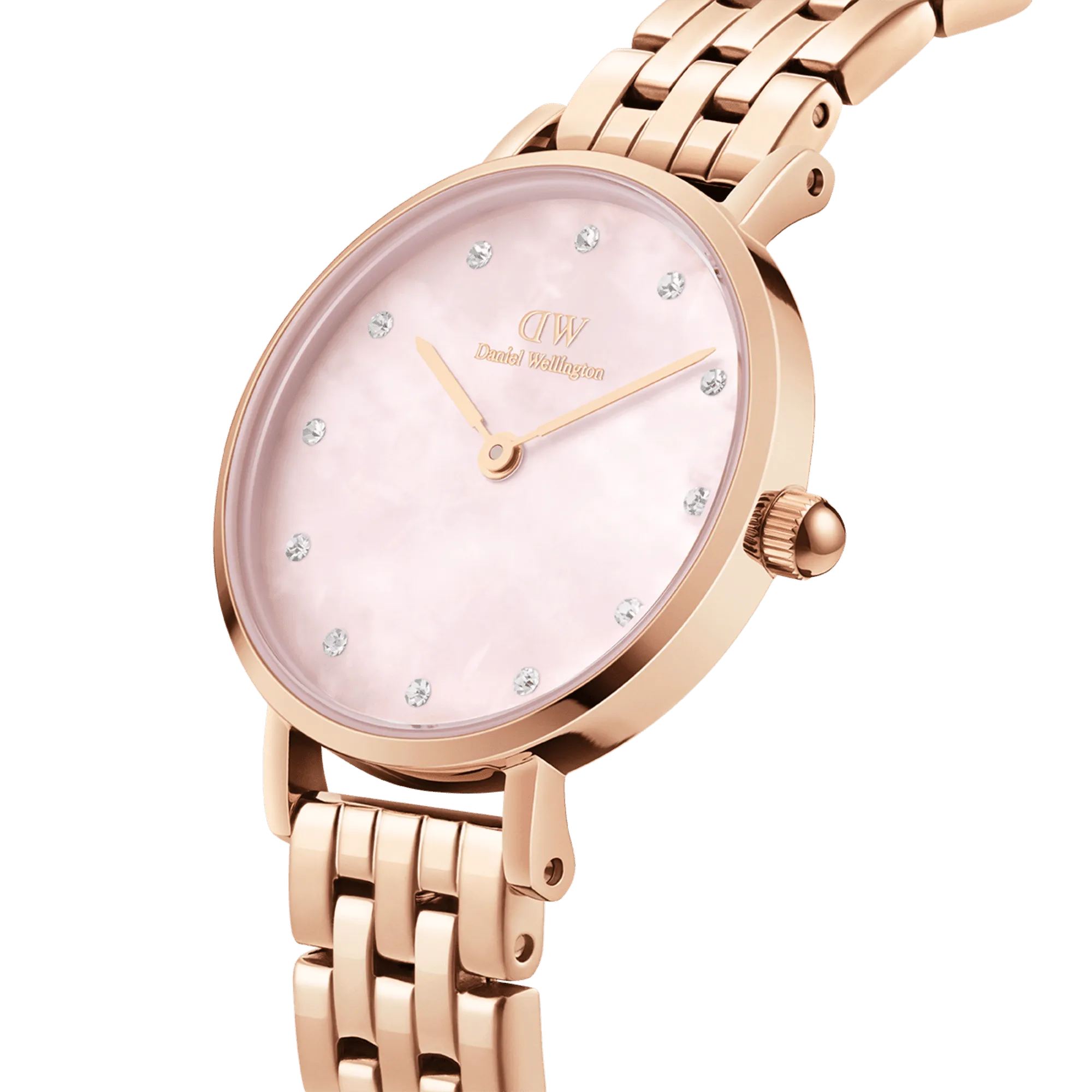 Daniel Wellington Petite Lumine 28 5-Link Rose Gold & Mother of Pearl Pink Watch