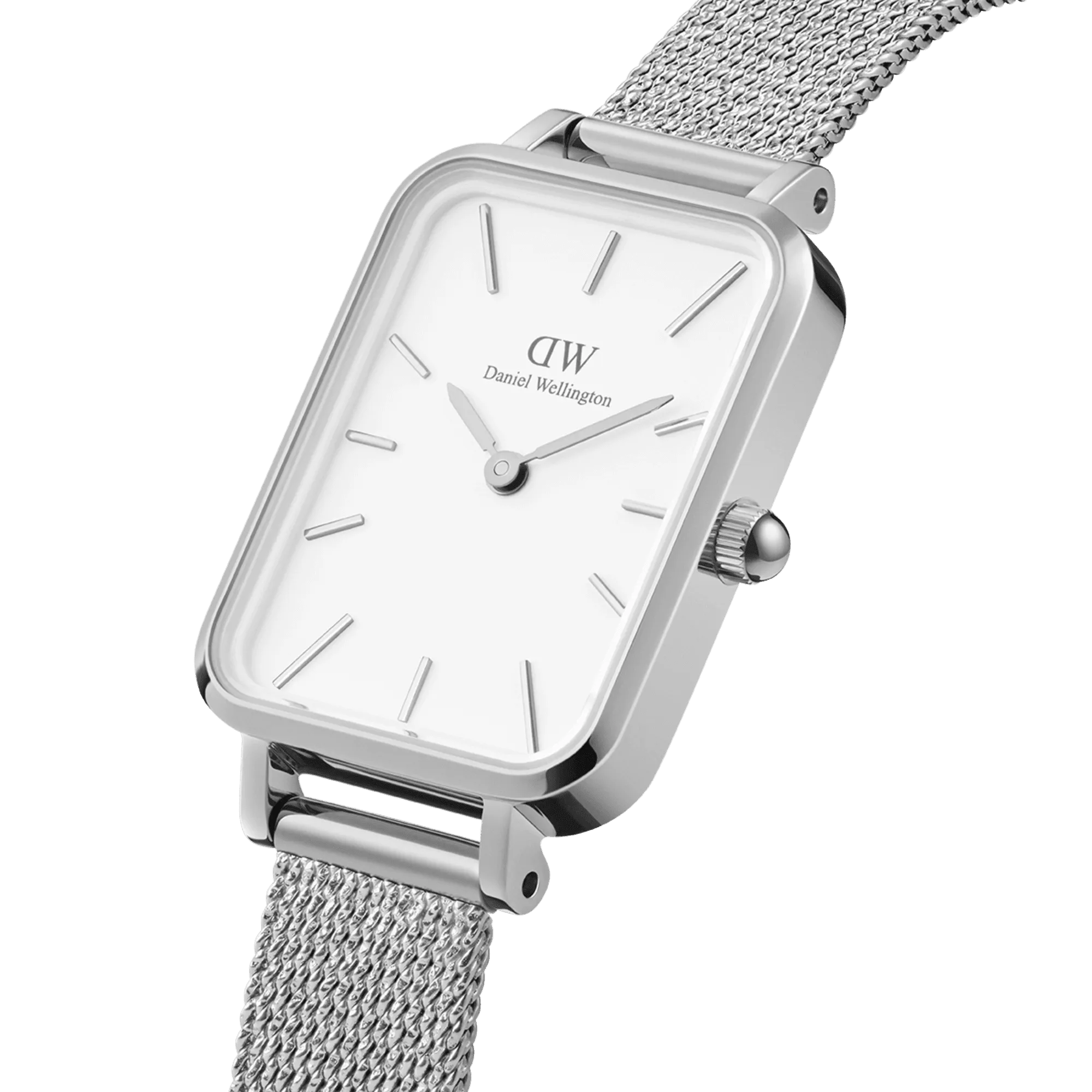 Daniel Wellington Quadro 20X26 Pressed Sterling Silver & White Watch