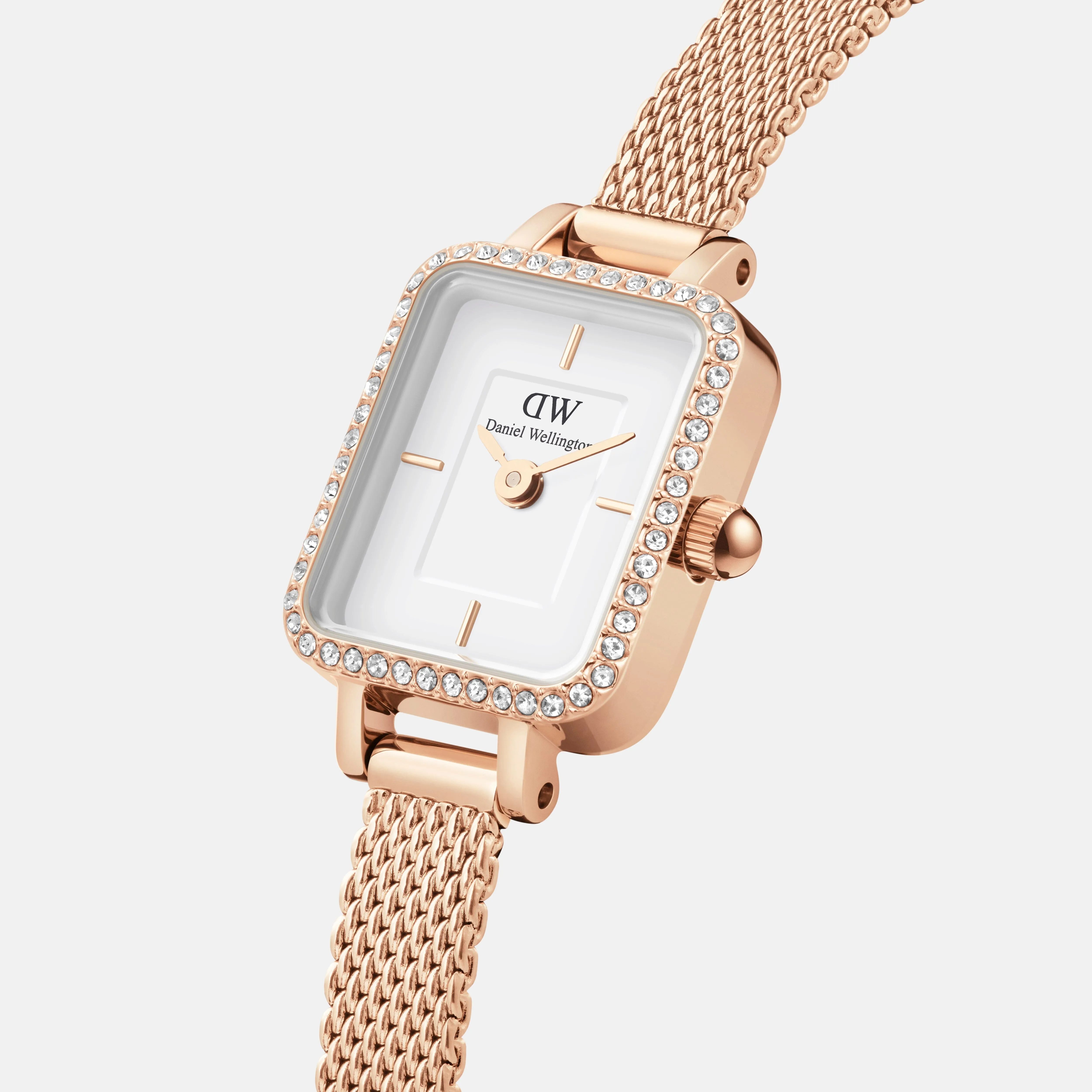 Daniel Wellington Quadro Mini Bezel Lumine 15x18 Melrose RG White Watch