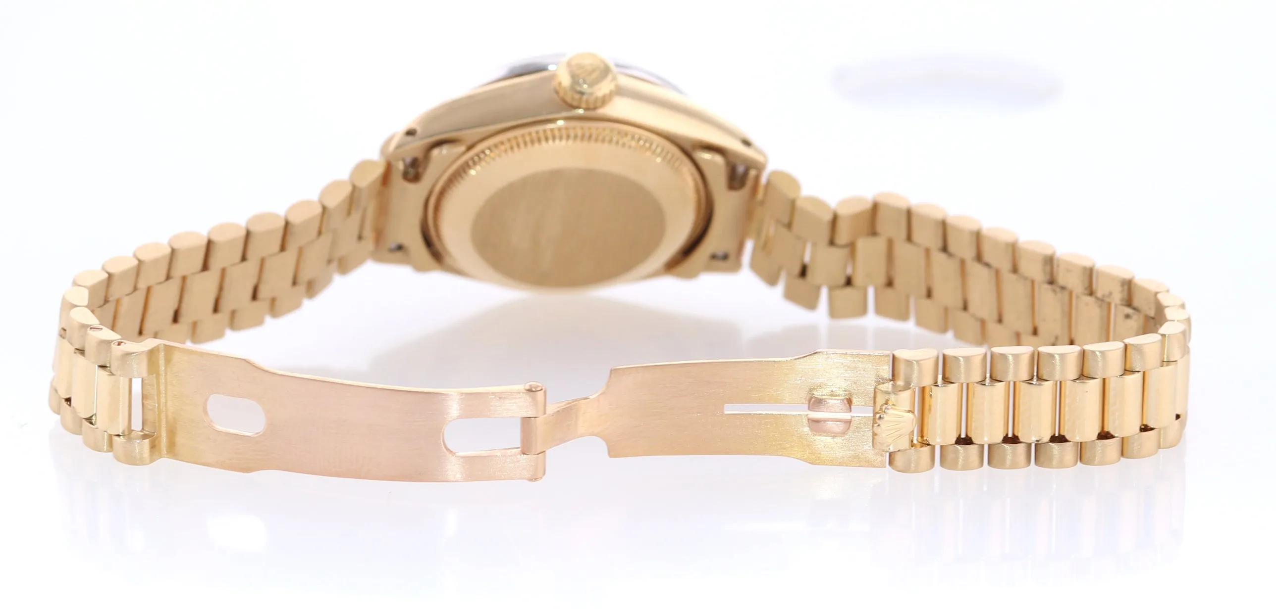 Diamond Bezel Ladies Rolex DateJust President 26mm MOP Diamond 6917 18k Watch