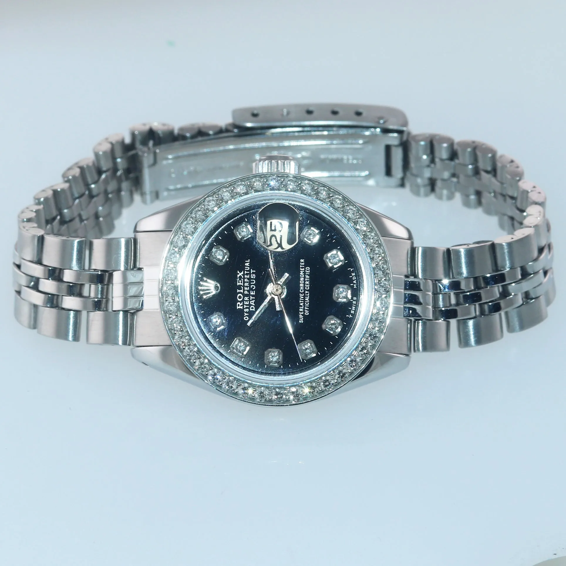 Diamond Ladies Rolex DateJust 26mm 6917 Steel Jubilee Diamond Bezel Dial Watch