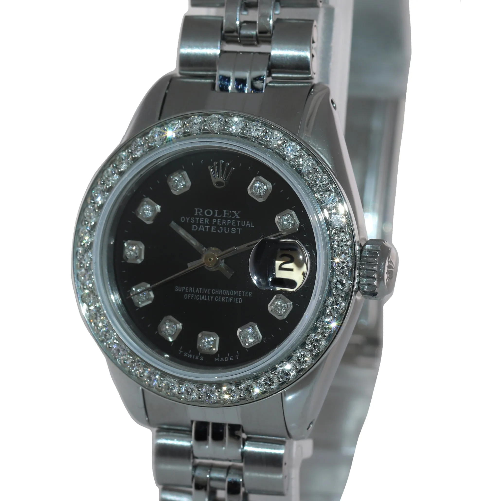 Diamond Ladies Rolex DateJust 26mm 6917 Steel Jubilee Diamond Bezel Dial Watch