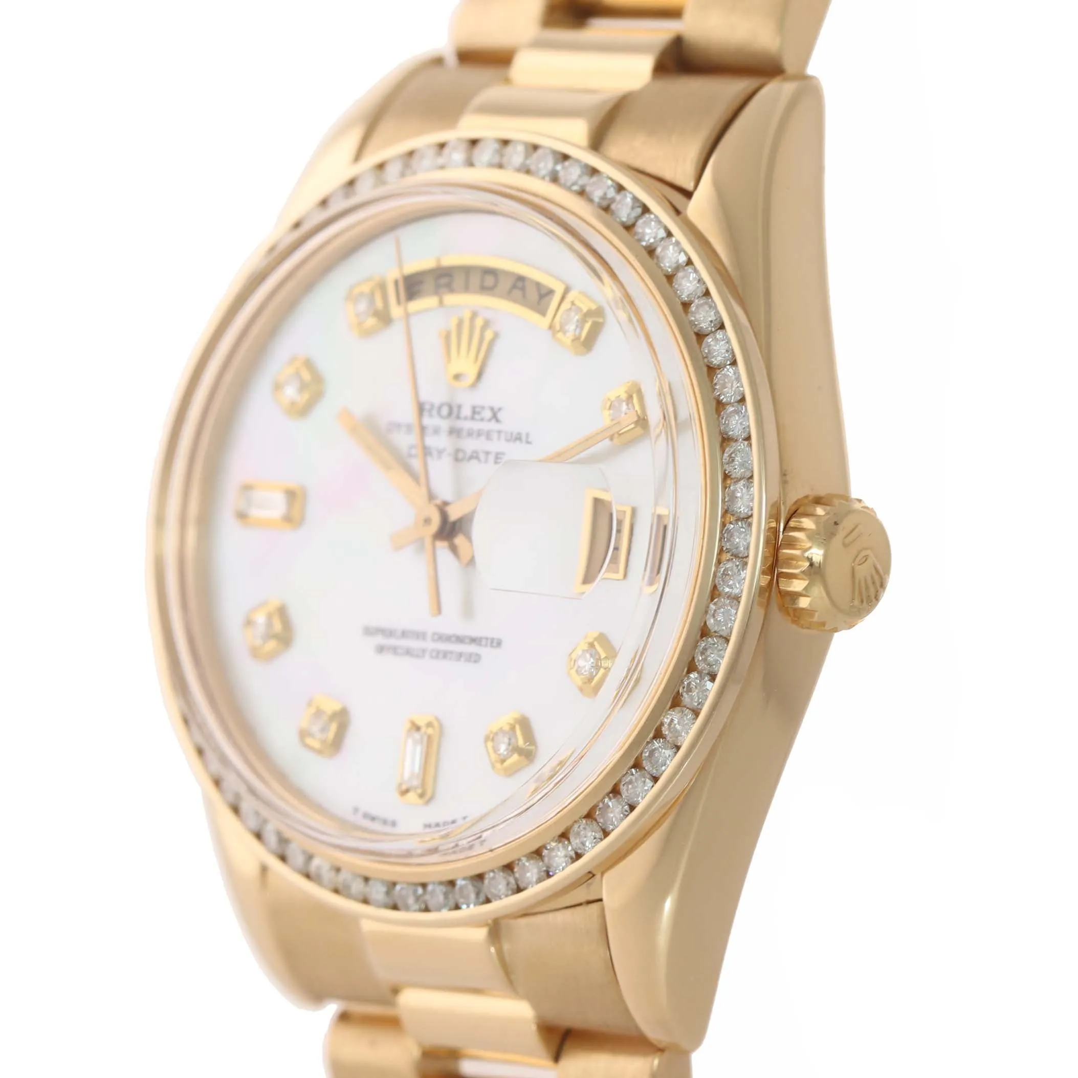 DIAMONDS Rolex Day-Date President 1803 18k Yellow Gold MOP Diamond Watch