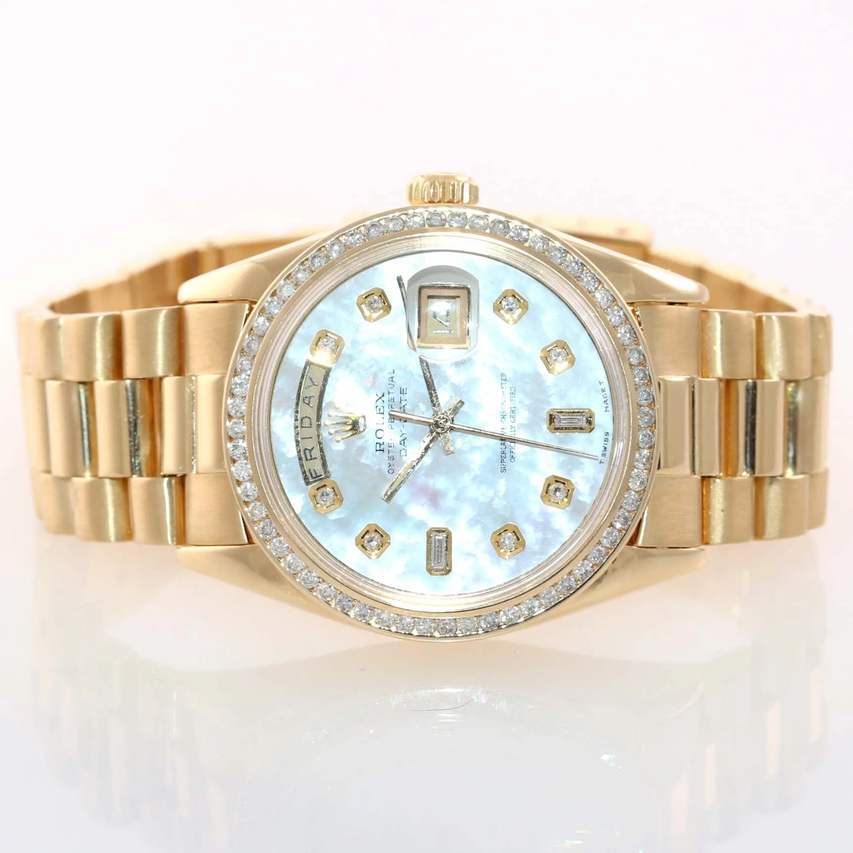 DIAMONDS Rolex Day-Date President 1803 18k Yellow Gold MOP Diamond Watch