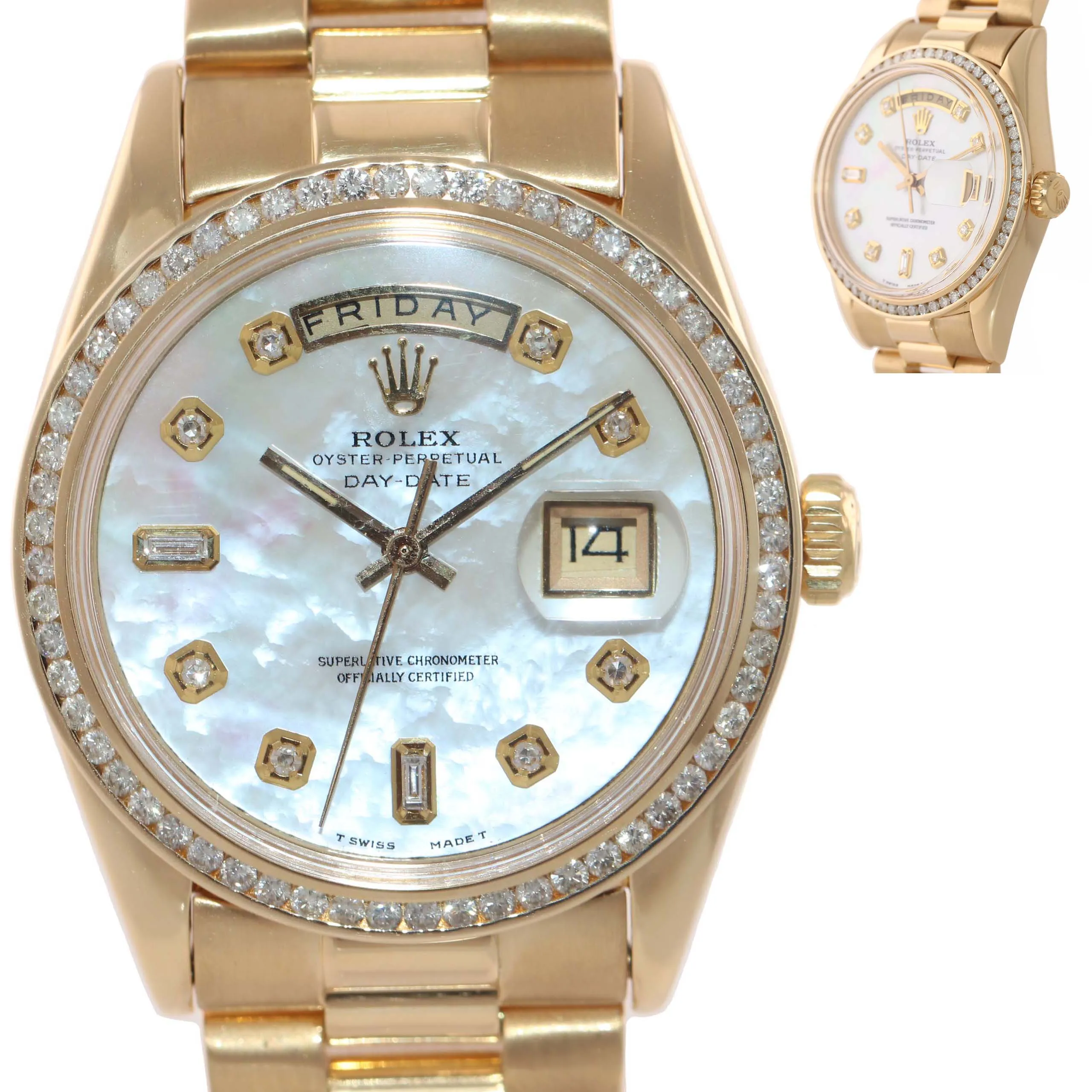 DIAMONDS Rolex Day-Date President 1803 18k Yellow Gold MOP Diamond Watch