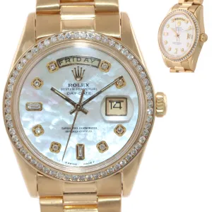 DIAMONDS Rolex Day-Date President 1803 18k Yellow Gold MOP Diamond Watch