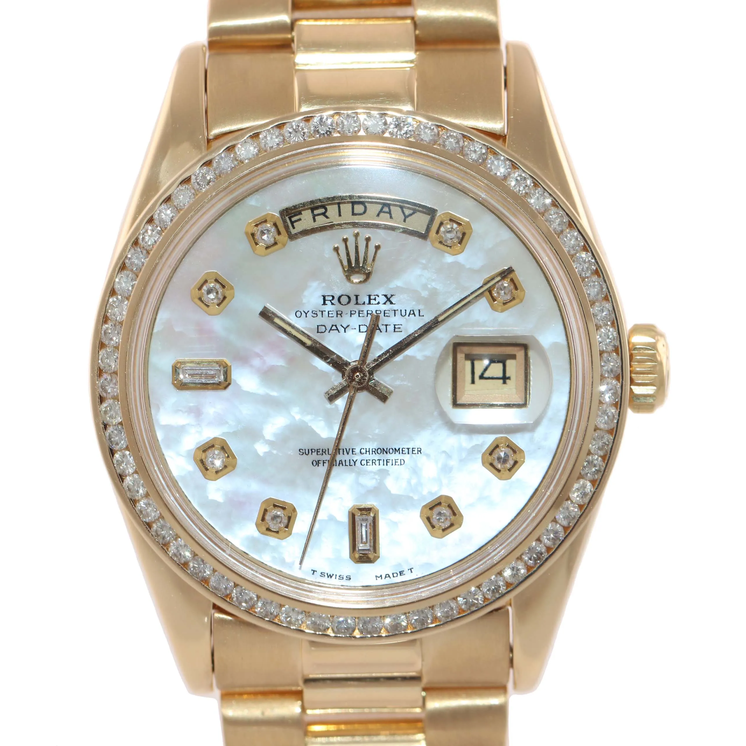 DIAMONDS Rolex Day-Date President 1803 18k Yellow Gold MOP Diamond Watch