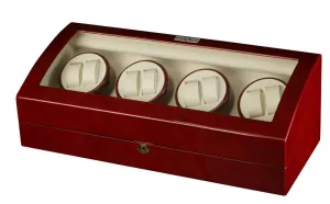 Diplomat Estate Cherry Wood Eight Watch Winder with Cream Leather Interior