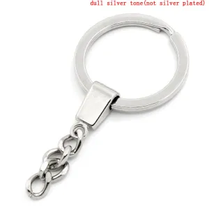 Doreen Box Key Chains & Key Rings Silver Tone 6.4x3cm,10PCs,Keychain Size:9mmx6mm (B23635)