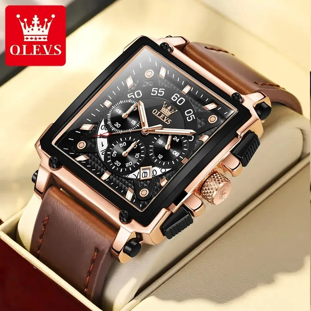 Elegance® 9919 Classic Executive Male Watches Square Quartz Watch Watch For Men Waterproof Leather Strap Sport Clock Male