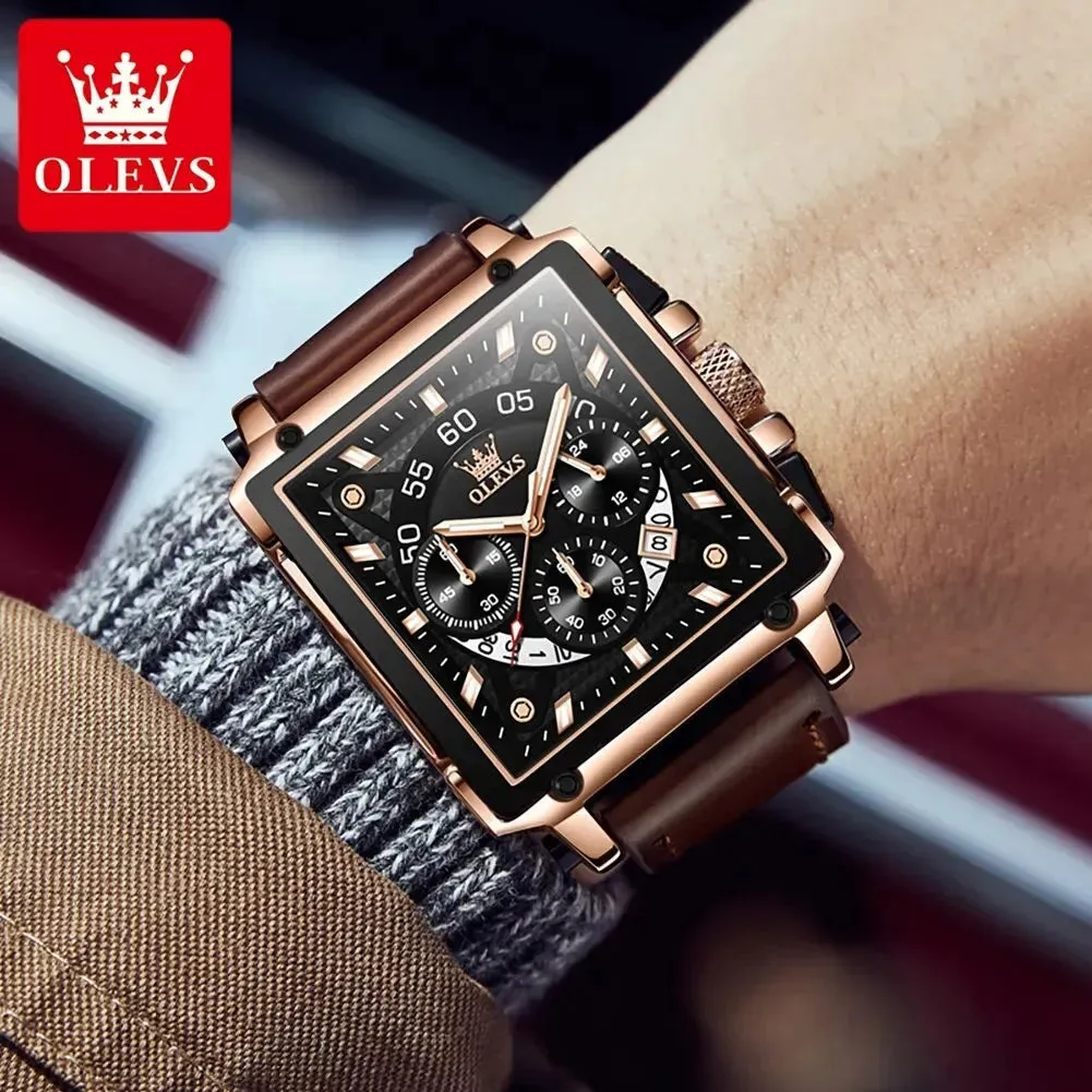 Elegance® 9919 Classic Executive Male Watches Square Quartz Watch Watch For Men Waterproof Leather Strap Sport Clock Male