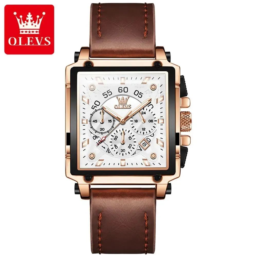 Elegance® 9919 Classic Executive Male Watches Square Quartz Watch Watch For Men Waterproof Leather Strap Sport Clock Male