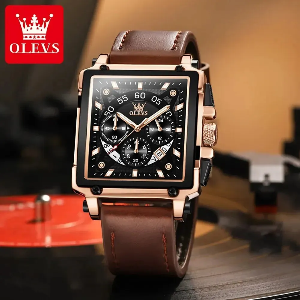 Elegance® 9919 Classic Executive Male Watches Square Quartz Watch Watch For Men Waterproof Leather Strap Sport Clock Male