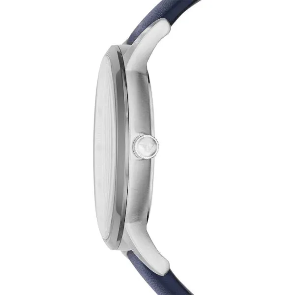 EMPORIO ARMANI Renato Blue Leather Strap Grey Dial Quartz Watch for Gents - AR11119