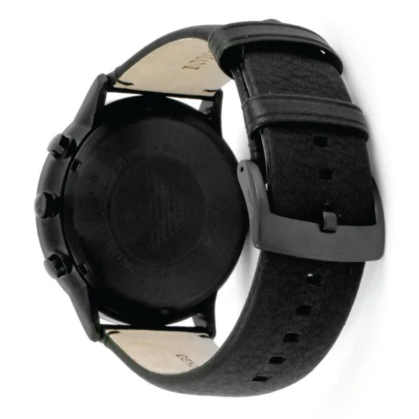 EMPORIO ARMANI Sportivo Black Leather Strap Black Dial Chronograph Quartz Watch for Gents - AR2461